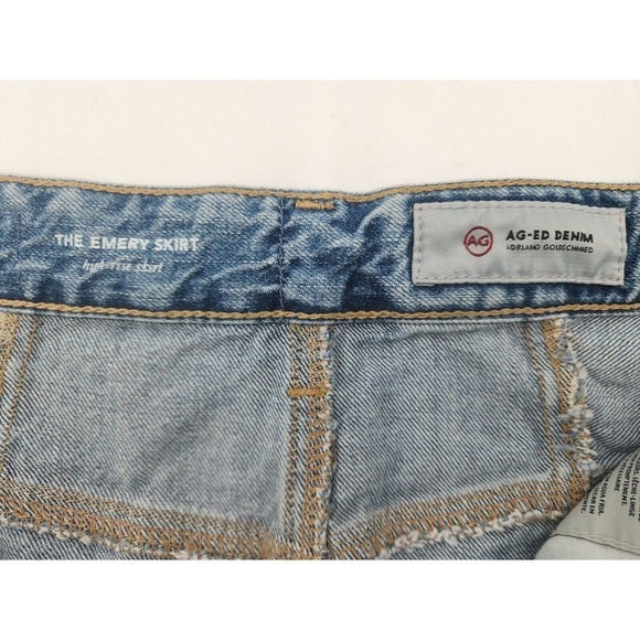 Adriano Goldschmied Distressed Fringe Denim Emery High Rise Skirt Women'… - Picture 8 of 11